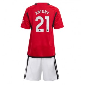 Manchester United Antony #21 Hemmaställ Barn 2023-24 Kortärmad (+ Korta byxor)
